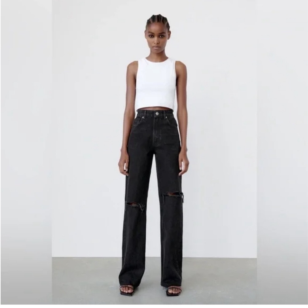 NWT Zara ripped wide leg jeans